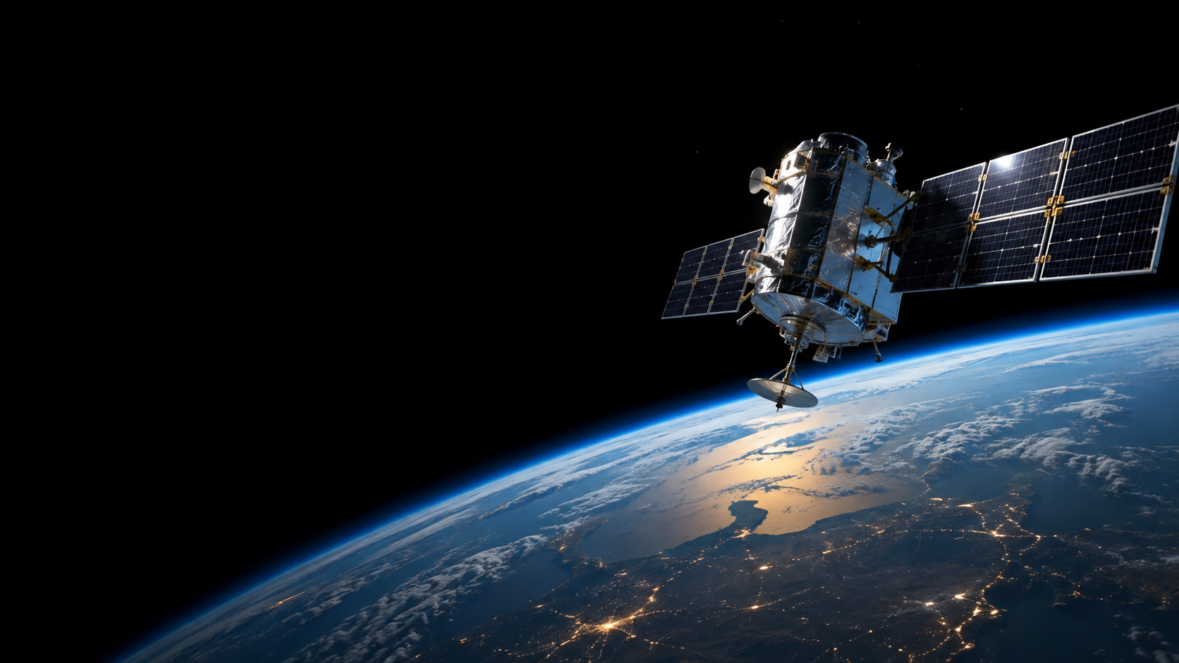 Satélite en órbita sobre la Tierra